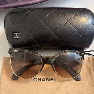 CHANEL Black and Brown Sunglasses